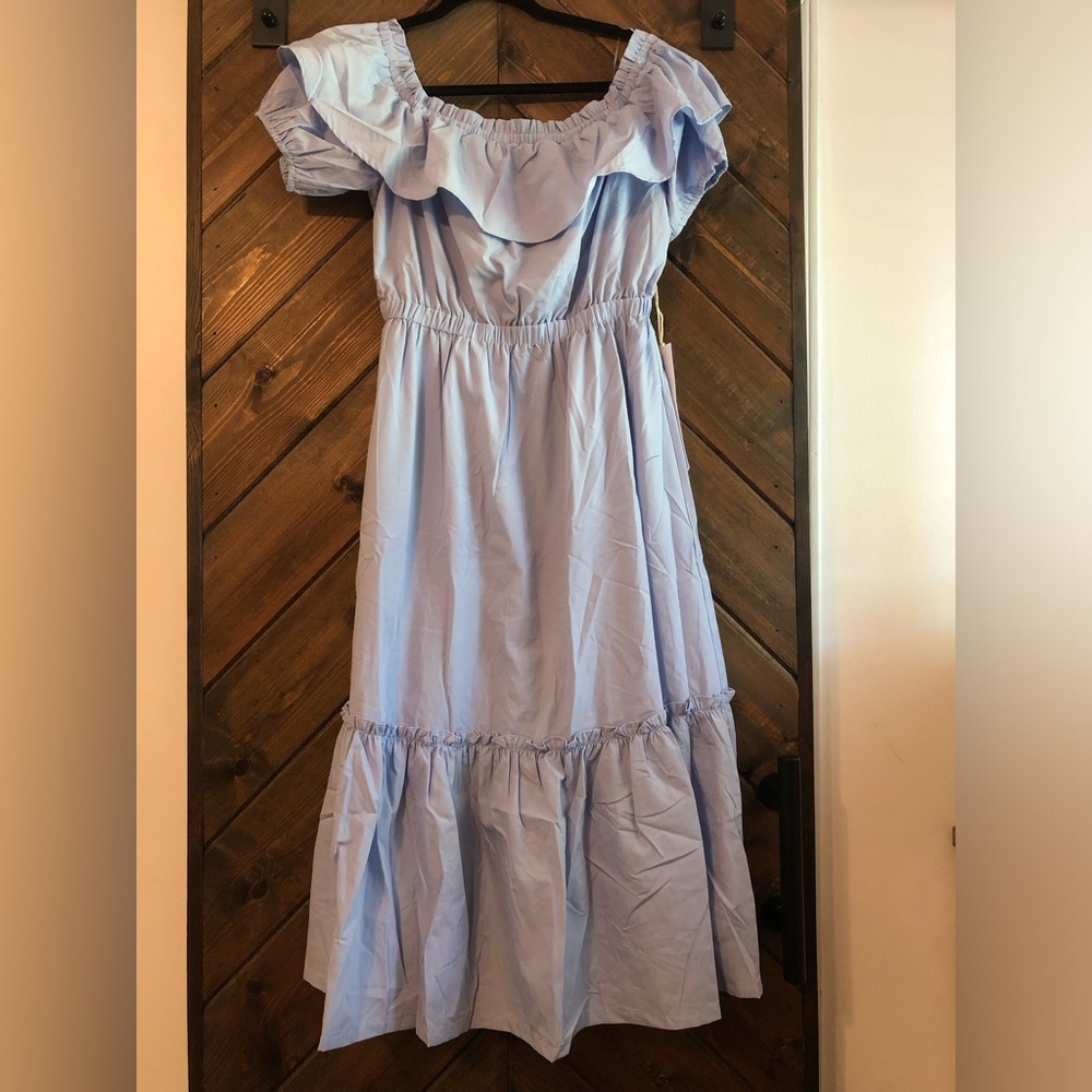 NWT Blue Lumiere Lace Back Dress
